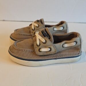 Sperry Kids Tan Canvas Sneakers Cruz Style Kids Size 7.5 Boat Shoes